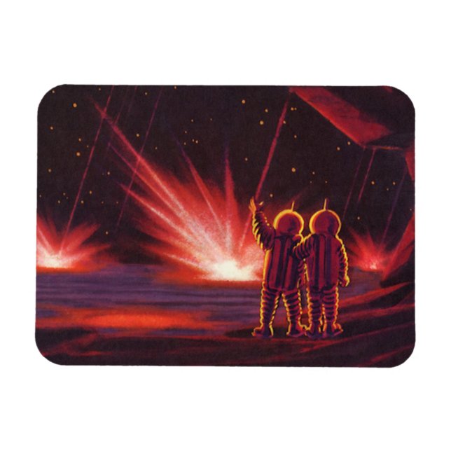Vintage Science Fiction Alien Red Planet Explosion Magnet (Horizontal)