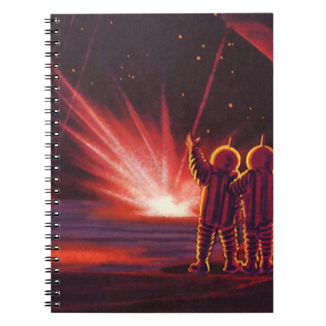 Vintage Science Fiction Alien Red Planet Explosion Notebook (Front)