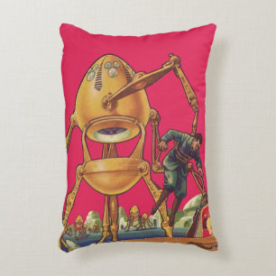 Vintage Science Fiction Alien Robot Captures Man Decorative Cushion