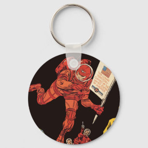 Vintage Science Fiction, Astronaut Moon Landing Key Ring