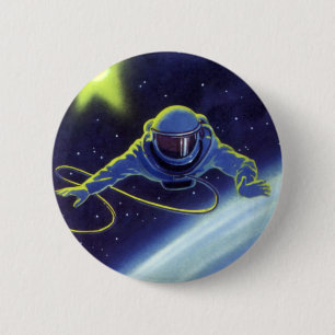 Vintage Science Fiction Astronaut on a Space Walk 6 Cm Round Badge