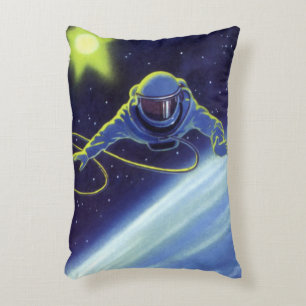 Vintage Science Fiction Astronaut on a Space Walk Decorative Cushion