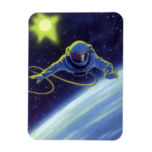 Vintage Science Fiction Astronaut on a Space Walk Magnet