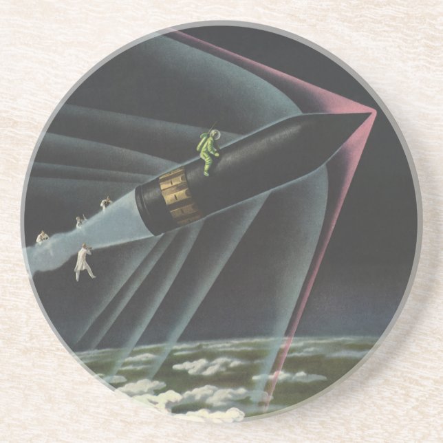 Vintage Science Fiction Astronaut Riding a Rocket Coaster (Front)