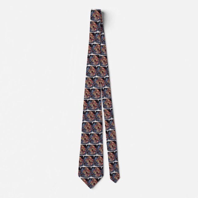 Vintage Science Fiction Astronaut Rocket Spaceship Tie (Front)