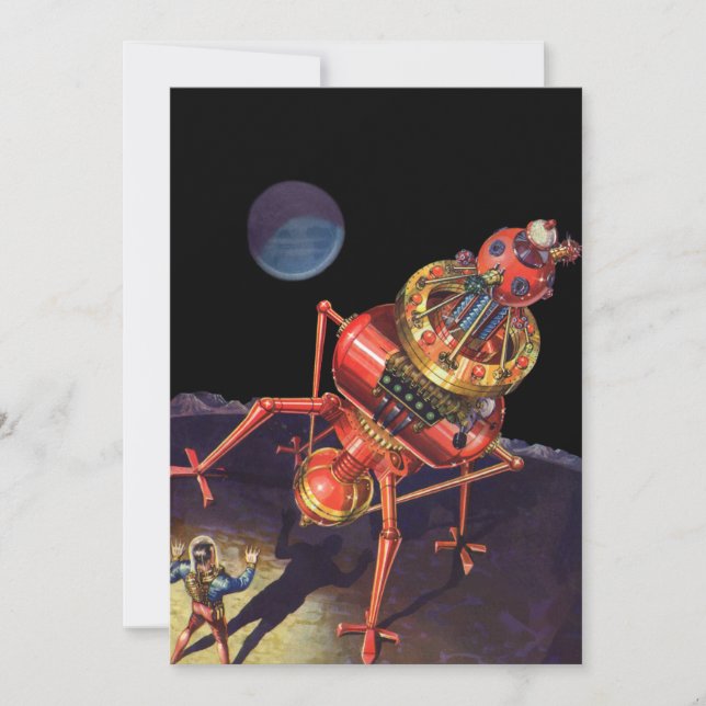 Vintage Science Fiction Astronaut with Alien Robot (Front)