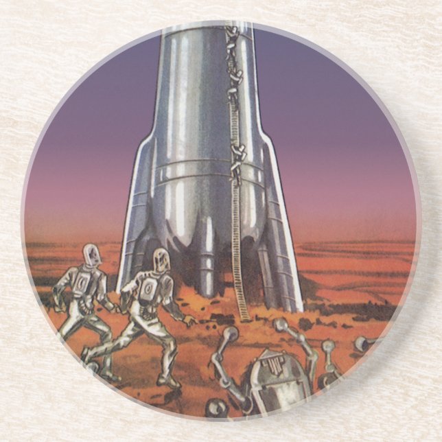 Vintage Science Fiction, Astronauts Beetle Aliens Coaster (Front)