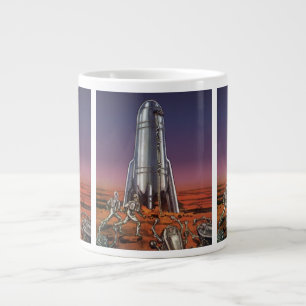 Vintage Science Fiction, Astronauts Beetle Aliens Large Coffee Mug