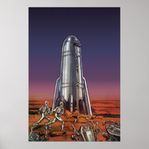 Vintage Science Fiction, Astronauts Beetle Aliens Poster