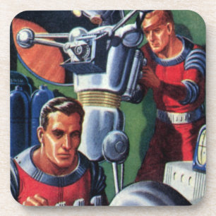 Vintage Science Fiction Astronauts Fixing a Robot Coaster