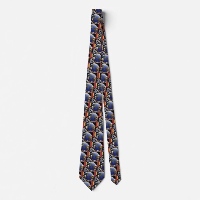 Vintage Science Fiction Astronauts Orbiting Earth Tie (Front)