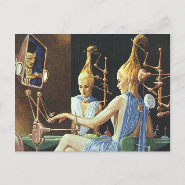 Vintage Science Fiction Beauty Salon Spa Manicures Postcard (Front)