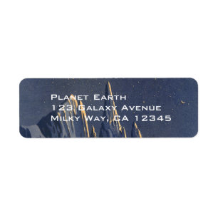 Vintage Science Fiction, Crescent Moon Snow Planet Return Address Label