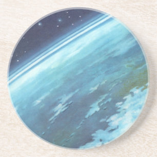 Vintage Science Fiction, Earth at Night with Stars Coaster