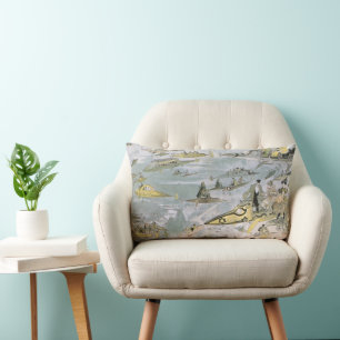 Vintage Science Fiction Futuristic Cars, Taxi Cabs Lumbar Cushion