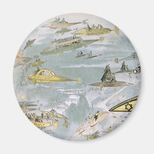 Vintage Science Fiction Futuristic Cars, Taxi Cabs Magnet