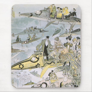 Vintage Science Fiction Futuristic Cars, Taxi Cabs Mouse Pad