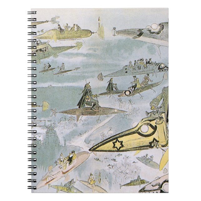 Vintage Science Fiction Futuristic Cars, Taxi Cabs Notebook (Front)