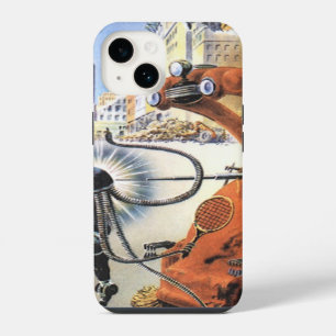 Vintage Science Fiction Futuristic City Alien Wars iPhone 14 Case