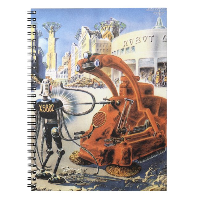 Vintage Science Fiction Futuristic City Alien Wars Notebook (Front)