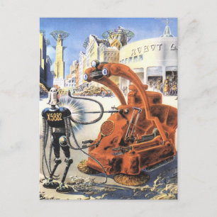 Vintage Science Fiction Futuristic City Alien Wars Postcard