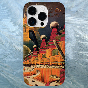 Vintage Science Fiction Futuristic City Flying Car iPhone Case