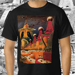 Vintage Science Fiction Futuristic City Flying Car T-Shirt<br><div class="desc">Vintage illustration travel and transportation science fiction image featuring a classic comic book retro sci fi urban setting with a city of the future. The architectural buildings are shaped like cones and vehicles are flying in the sky like birds while crowds of people are moving through the metropolis.</div>