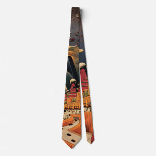 Vintage Science Fiction Futuristic City Flying Car Tie
