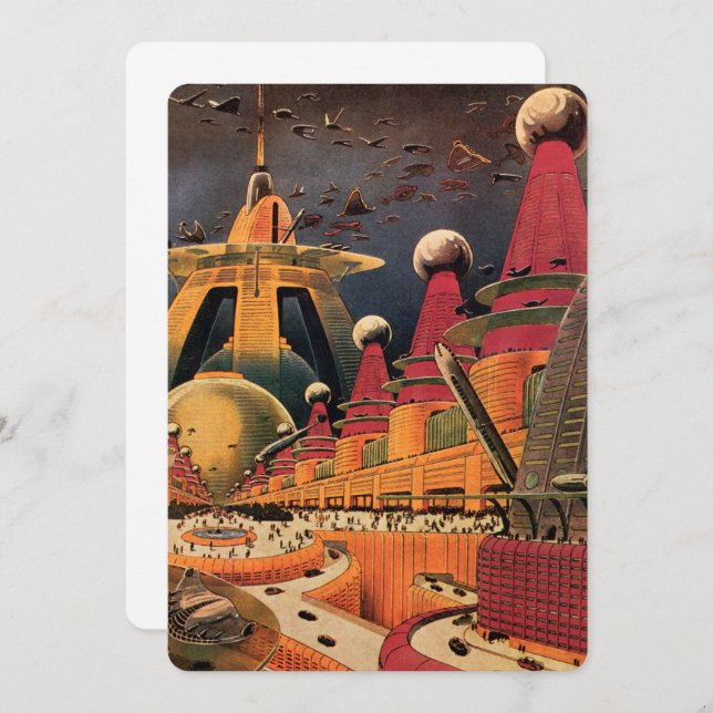 Vintage Science Fiction Futuristic City Invitation (Front/Back)