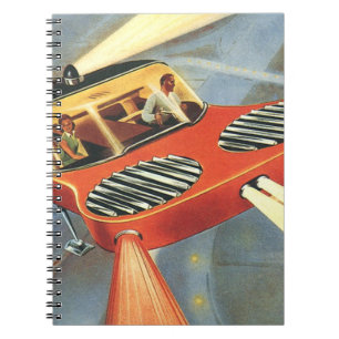 Vintage Science Fiction Futuristic Flying Car Notebook
