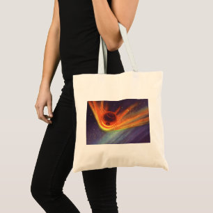 Vintage Science Fiction, Glowing Rocket in Space Tote Bag