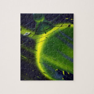 Vintage Science Fiction Green Planet w Spaceship Jigsaw Puzzle