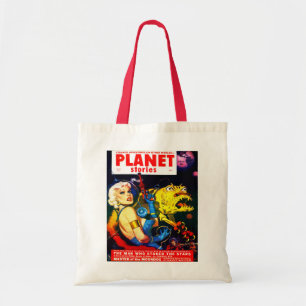 VINTAGE SCIENCE FICTION MAGAZINE COVER Grocery Tote Bag