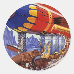 Vintage Science Fiction, Noah's Ark Wild Animals Classic Round Sticker
