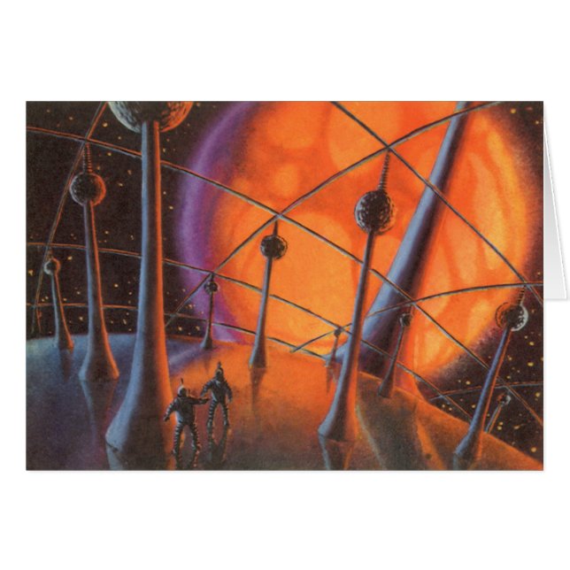 Vintage Science Fiction, Orange Sun and Aliens (Front Horizontal)