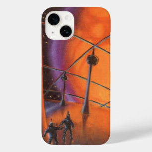 Vintage Science Fiction, Orange Sun and Aliens Case-Mate iPhone 14 Case