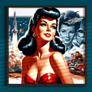Vintage Science Fiction Pin-up Poster