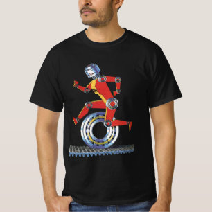Vintage Science Fiction Robot Running with Wheel T-Shirt