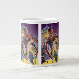 Vintage Science Fiction Robot with Laser Beam Eyes Large Coffee Mug