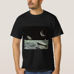 Vintage Science Fiction, Rocket Ships Moon Planets T-Shirt