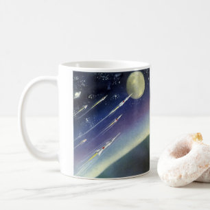 Vintage Science Fiction Rockets in Space by Planet Coffee Mug