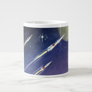 Vintage Science Fiction Rockets in Space by Planet Large Coffee Mug