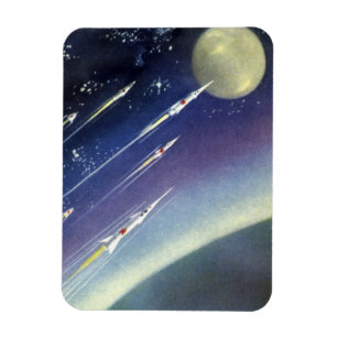 Vintage Science Fiction Rockets in Space by Planet Magnet