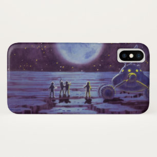 Vintage Science Fiction, Sci Fi Alien Moon Landing iPhone X Case
