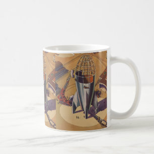 Vintage Science Fiction, Sci Fi, Building a Rocket Coffee Mug