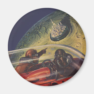 Vintage Science Fiction, Sci Fi City on the Moon Magnet