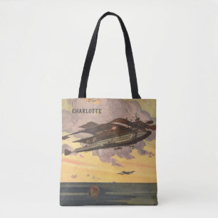 Vintage Science Fiction Seaplane Aeroplane Ship Tote Bag