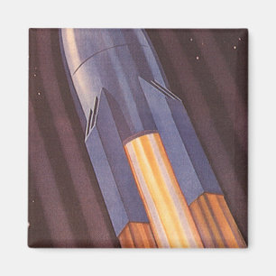 Vintage Science Fiction Space Ship Rockets Magnet