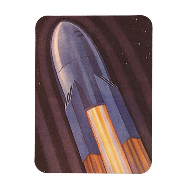 Vintage Science Fiction Space Ship Rockets Magnet (Vertical)