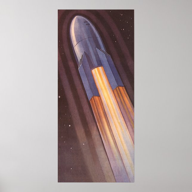 Vintage Science Fiction Space Ship Rockets Poster (Front)